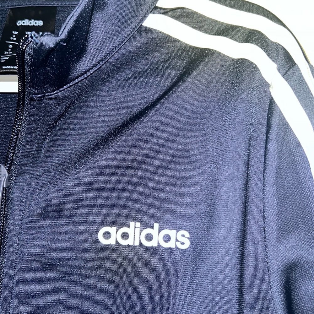 Adidas women’s track jacket, dark navy size S